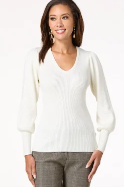 Ribbed Puff Sleeve Sweater