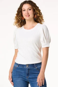 Ribbed Puff Sleeve Top