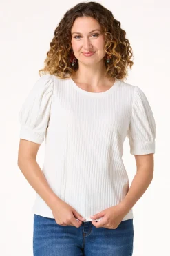 Ribbed Puff Sleeve Top