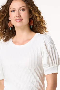 Ribbed Puff Sleeve Top