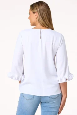 Ribbed Ruffled Sleeve Top