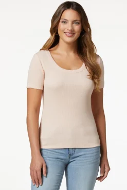 Ribbed Scoop Neck Top