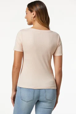 Ribbed Scoop Neck Top