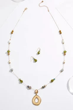 Rondelle Fireball Necklace Set