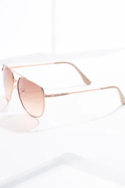 Rose Gold Aviator Sunglasses