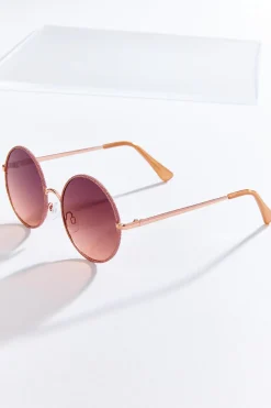 Rose Gold Glitter Round Sunglasses
