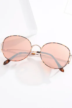 Rose Gold Lens Round Sunglasses