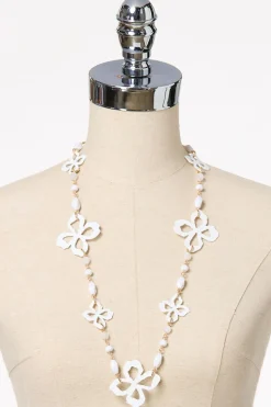Rubber Floral Long Necklace Set
