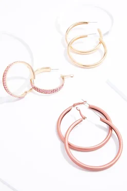 Rubber Glass Hoop Earring Set