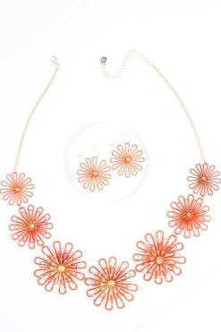Rubber Wire Flower Necklace Set