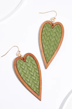 Rubber Wood Heart Earrings