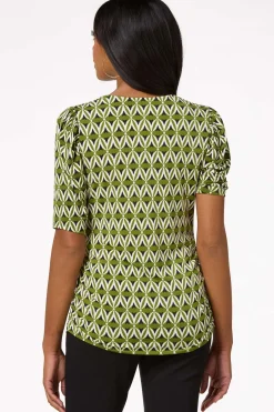 Ruched Abstract Floral Top