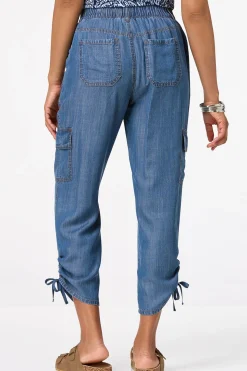 Ruched Chambray Cargo Pants