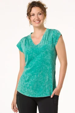 Ruched Faded Wash Tee