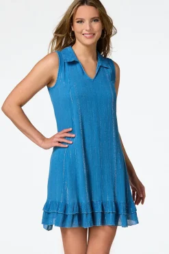Ruffle Hem Washed Denim Dress
