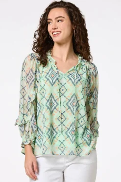 Ruffled Aztec Print Top