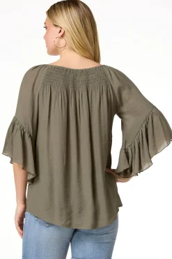 Ruffled Bell Sleeve Top