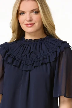 Ruffled Flutter Sleeve Top