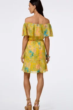 Ruffled Gold Floral Dress