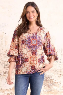 Ruffled Medallion Poet Top