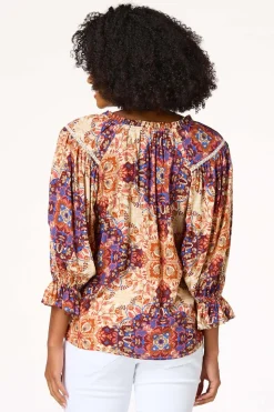 Ruffled Medallion Poet Top