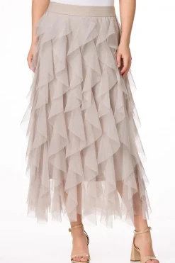 Ruffled Mesh Maxi Skirt