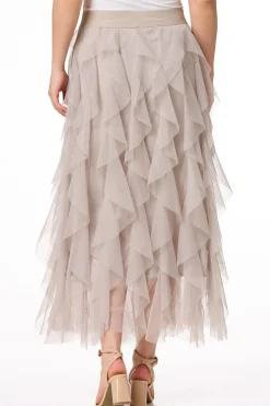 Ruffled Mesh Maxi Skirt