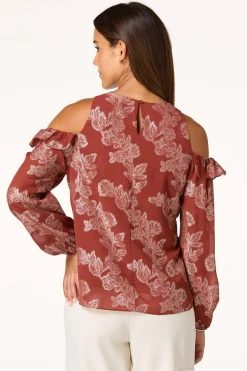 Ruffled Metallic Floral Top