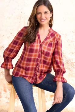 Ruffled Plaid Top