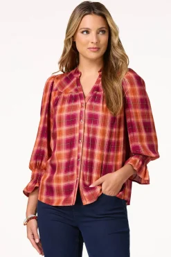 Ruffled Plaid Top