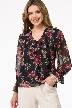 Ruffled Red Floral Top