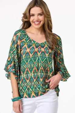 Ruffled Shimmer Print Top