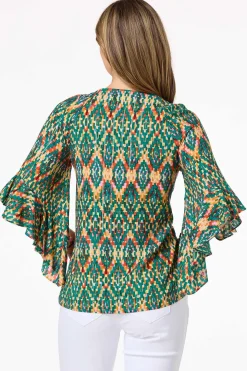 Ruffled Shimmer Print Top