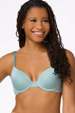 Satin Stripe Bra Set