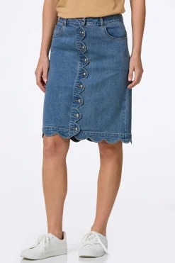 Scalloped Denim Skirt