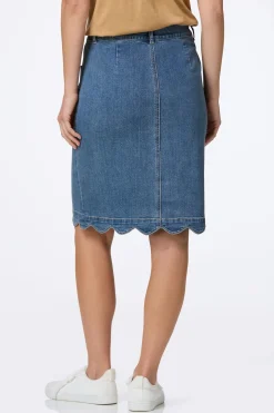 Scalloped Denim Skirt
