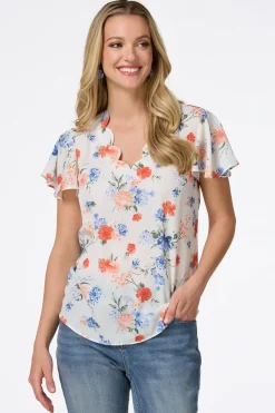 Scalloped Floral Top