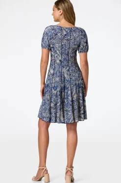 Seamed Bubble Sleeve Dress