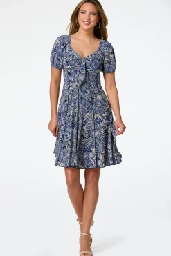 Seamed Bubble Sleeve Dress