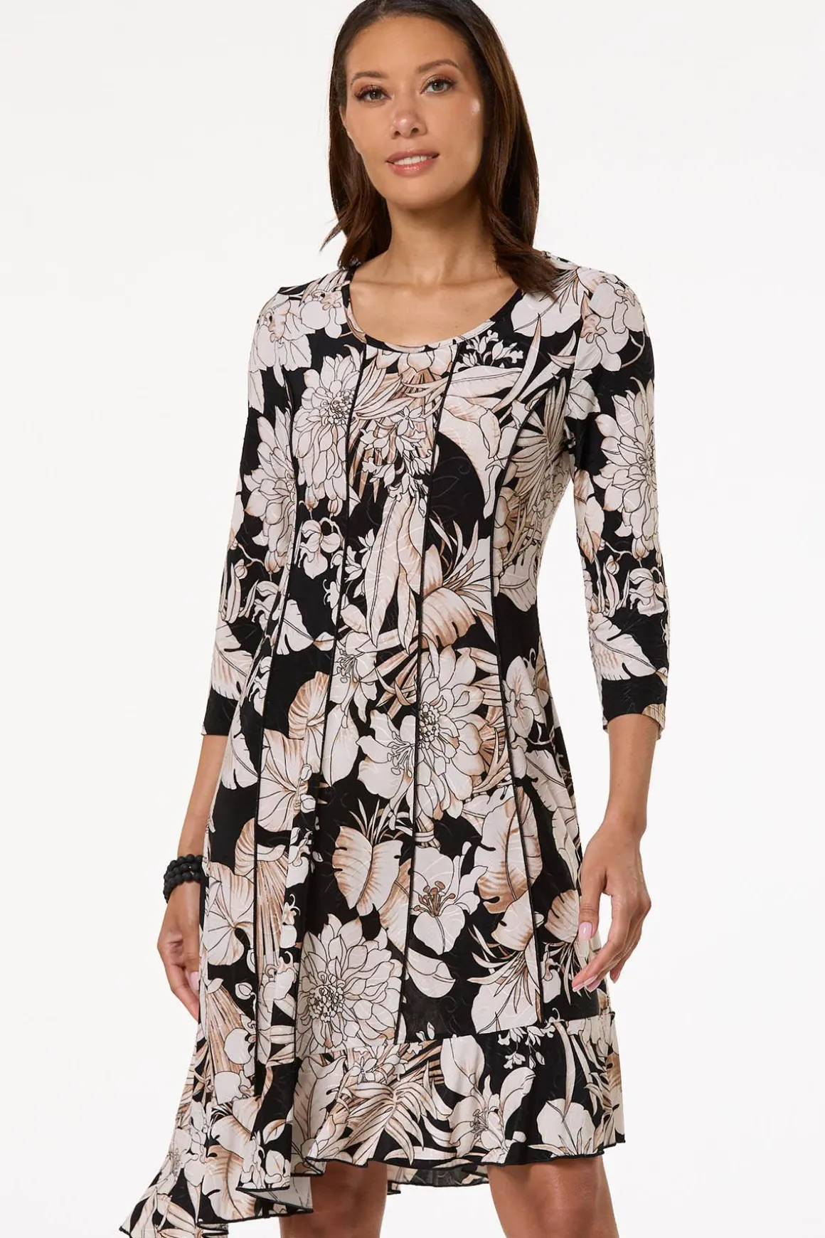 Seamed Floral Dress