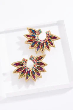 Seed Bead Fabric Feather Earrings