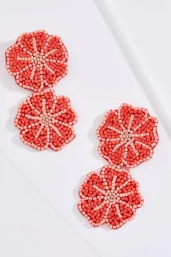 Seed Bead Floral Statement Earrings