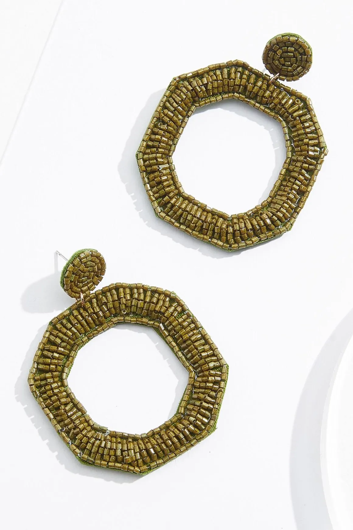 Seed Bead Octagon Earrings