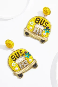 Seed Bead School Bus Earrings