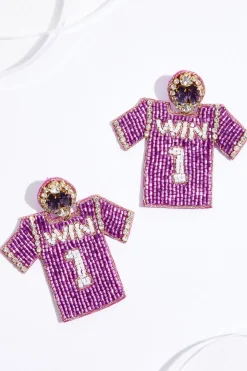 Seed Bead Win Jersey Earrings