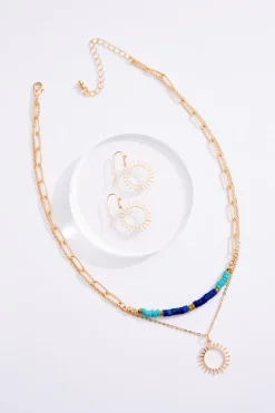 Semi- Precious Layered Short Necklace Set