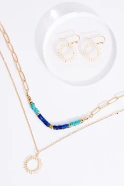 Semi- Precious Layered Short Necklace Set
