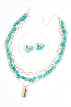 Semi- Precious Pendant Necklace Set