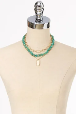 Semi- Precious Pendant Necklace Set