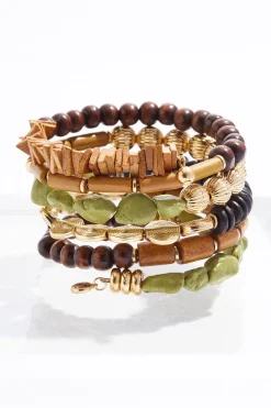 Semi- Precious Wood Coil Bracelet